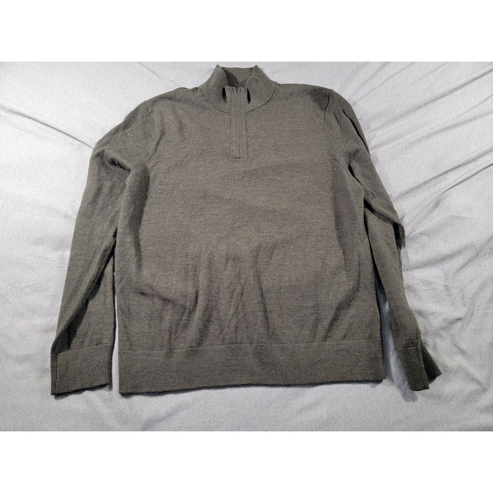Banana Republic Sweater Medium Gray 1/4 Zip Merino Wool Pullover Casual Business